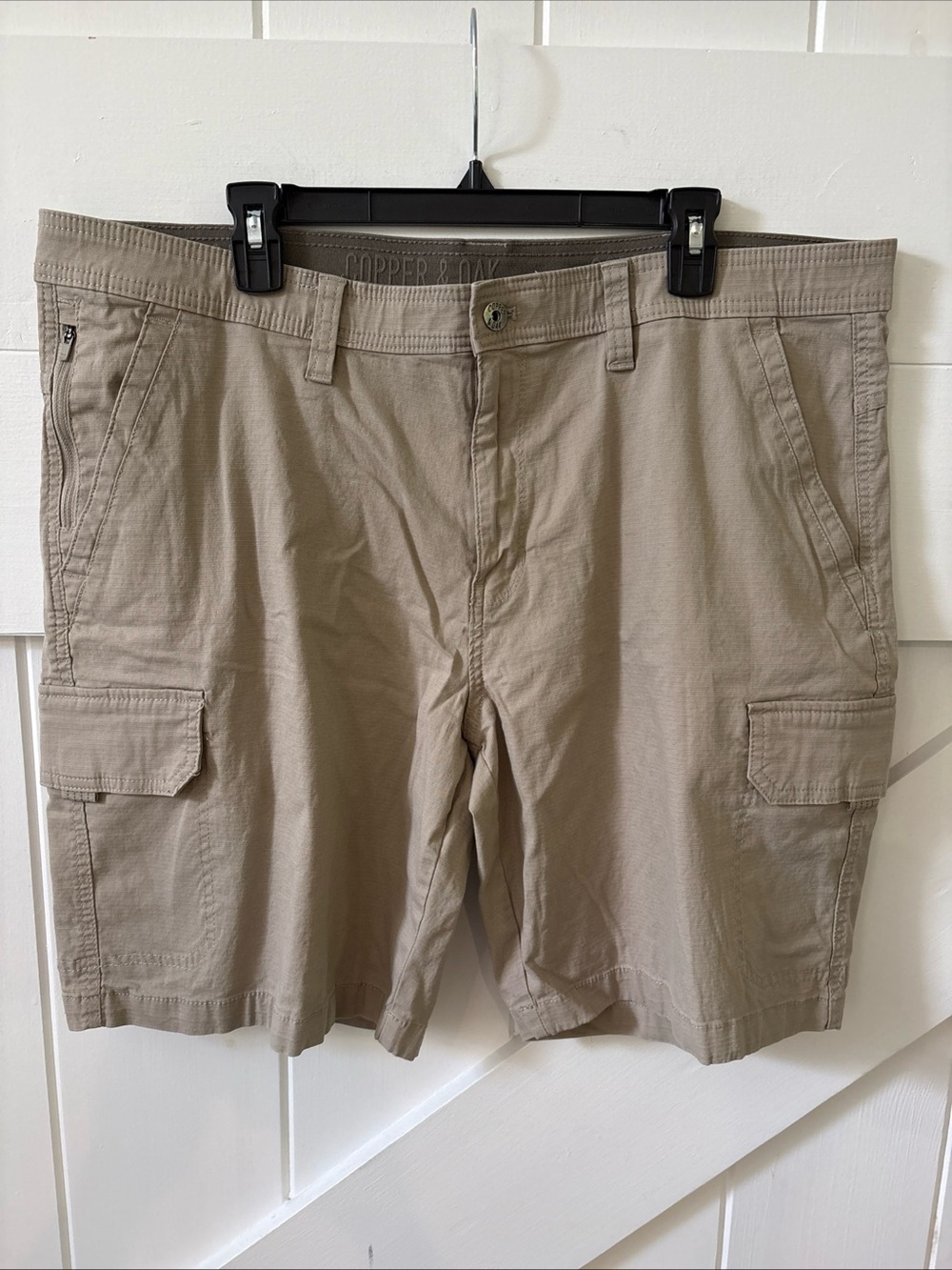 Copper & Oak Men’s Cargo Shorts Flex Waist Stretch Cotton Casual Tan Size 40